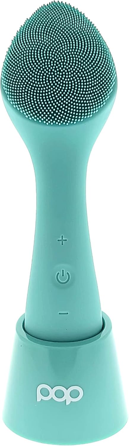 Pop Sonic Spade Facial Cleansing Device - Facial Massager to Cleanse, Massage & Infuse - Soft Silicone Bristles w/ 12,000 Vibrations Per Minute - Waterproof Face Brush Cleanser
