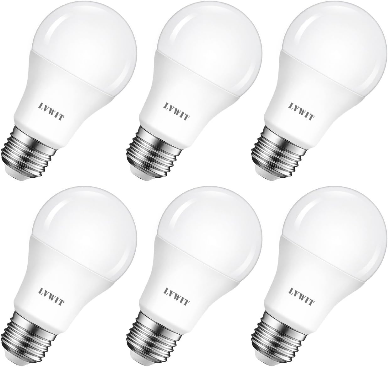 LVWITLED E27 Bulb 60 W Cool White 6500 K, Ultra Bright 806 lm, Matte LED Lamp (Pack of 6)