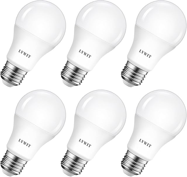 LVWIT Daylight 8W E27 LED Edison Bulb 60W Equivalent, E27 Screw Bulb Cool White, Energy Saving Light Bulbs ,6500K ,806LM ,Non-Dimmable( 6 Pack)