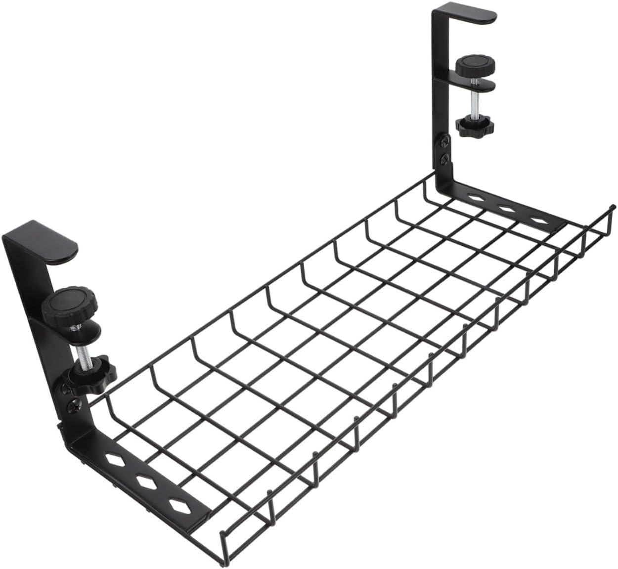 FUOYLOO Desk Cable Management Rack No-Drill Cable Organizer Tray Black 500mm Large Capacity Cord Storage Holder for Office Home