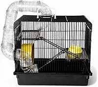 Gaiola luxuosa de três andares para com tubos, unidade de alojamento para hamsters de 39 x 25 cm, conjunto completo para ninhos de (Gaiola Preta)