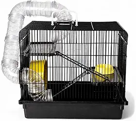 Gaiola luxuosa de três andares para com tubos, unidade de alojamento para hamsters de 39 x 25 cm, conjunto completo para ninhos de (Gaiola Preta)