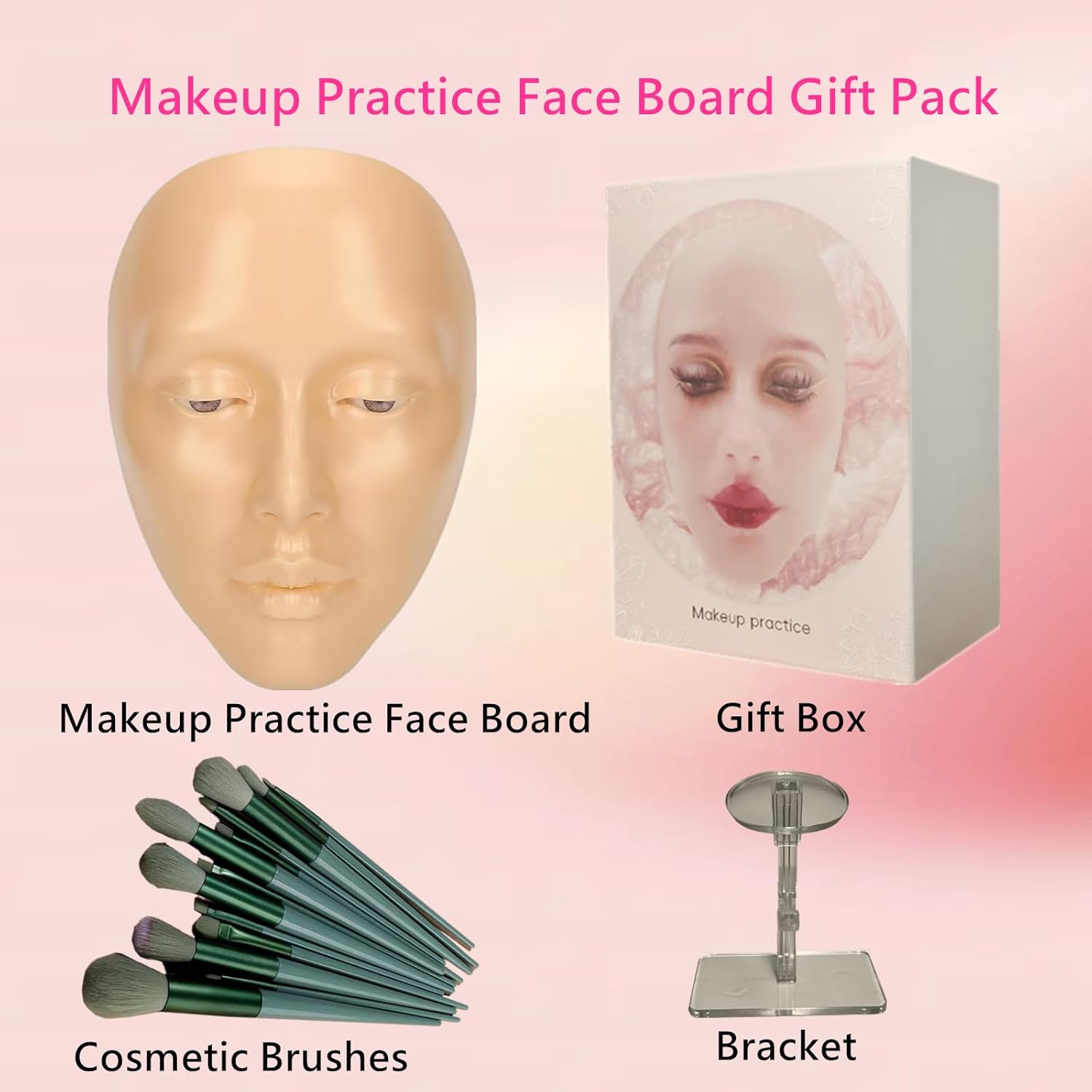 Makeup Practice Face Board,XIJIEMAO 5D Silicone Makeup Mannequin Face, Reusable Practice Eye Girl Make up Practice Face For Emerging Makeup Artist, Beginners, Girl's Gift (golden wheat)