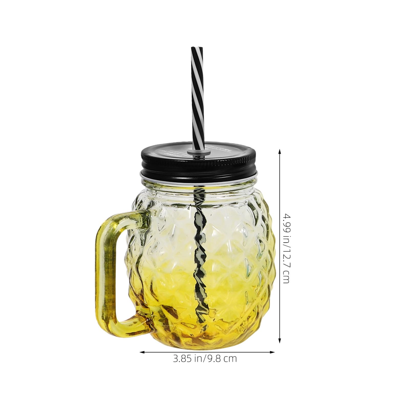 Set 4 Pezzi Bicchieri Vetro Graduati Coperchio Antigoccia e Cannuccia, Tazze da Tè Versatili per Lavoro e Scuola, Design Resistente e Funzionale