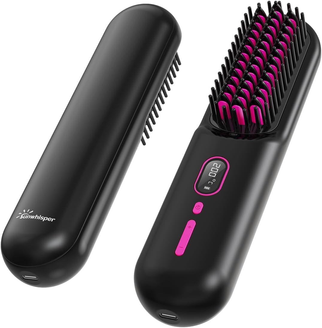Cordless Hair Straightener Brush - 20 Million Anion Hair