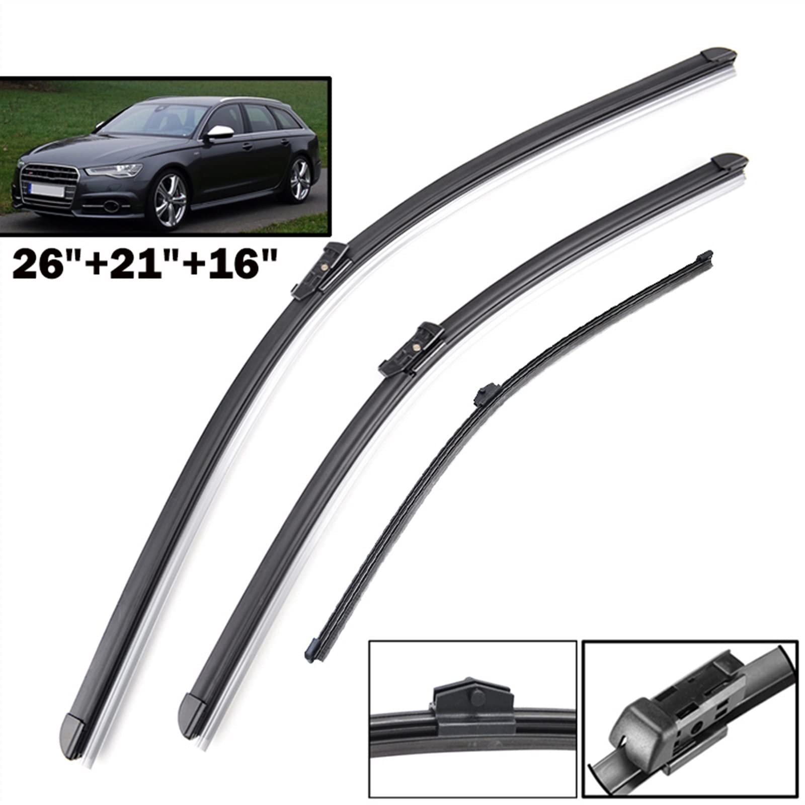 26 "21" 16 "Parabrezza Tergicristallo Spazzole Tergicristallo Auto Anteriore Lunotto Posteriore Tergicristallo per Audi A6 C7 2011 2012 2013 2014 2015 2016 2017
