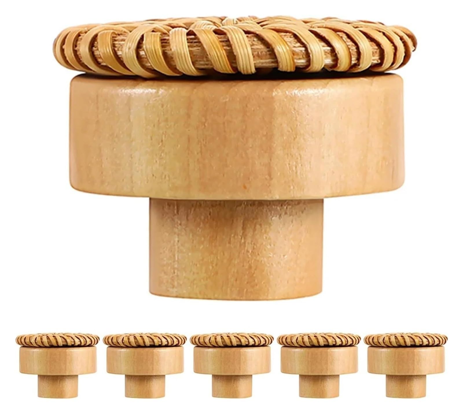 NHralpajj Wood Rattan Woven Cabinet Knobs and Drawer Pulls