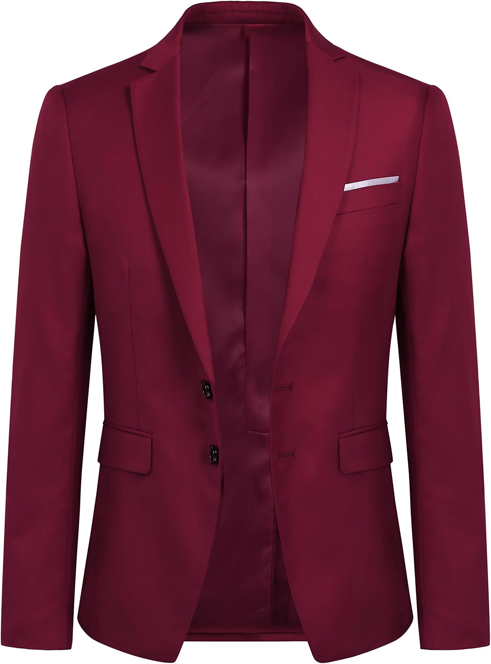 Mens Blazer Slim Fit 2 Button Formal Casual Suit Jacket Wedding Tuxedo Jackets