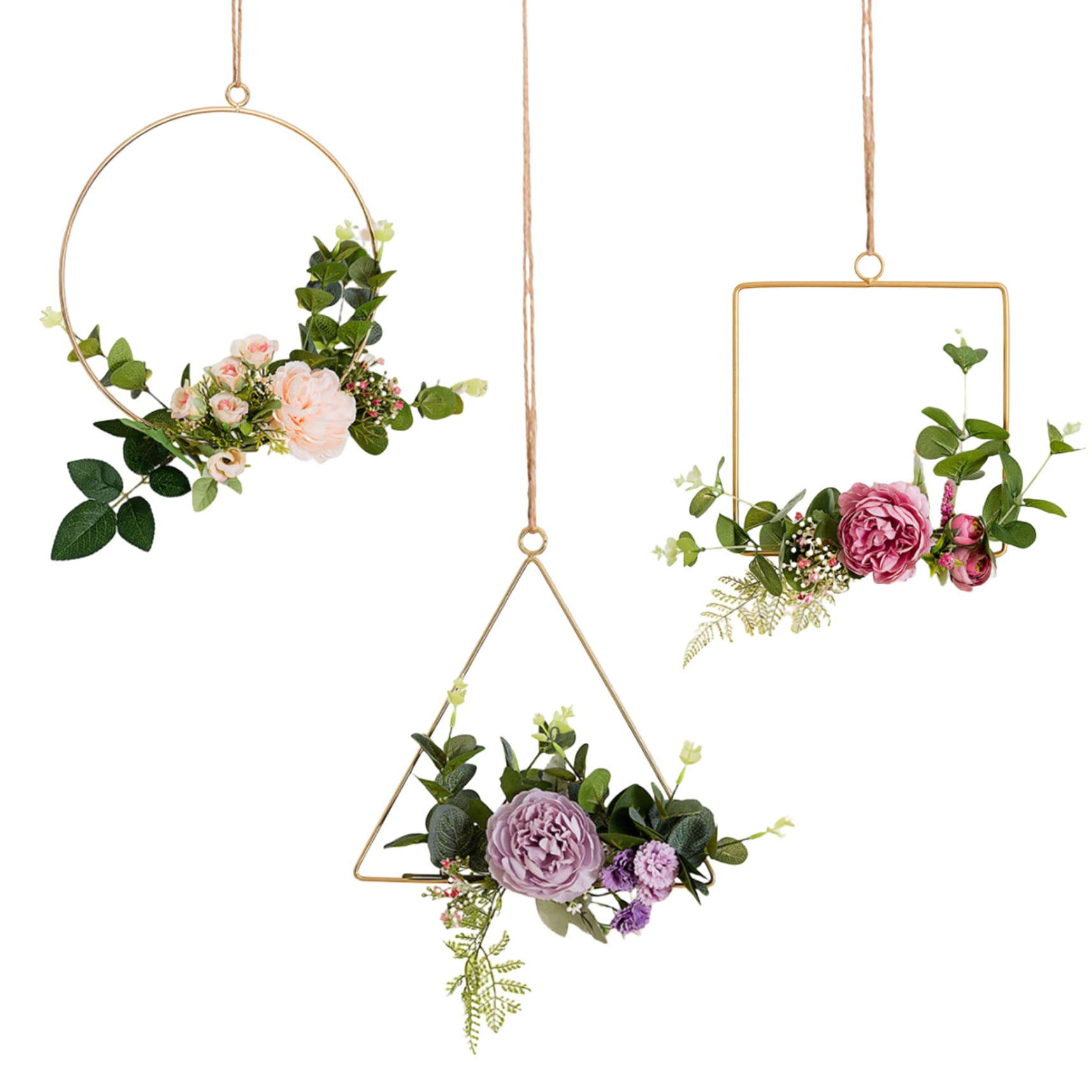Couronne de fleur suspendue haut de gamme et cerceau de camélias artistiques x3