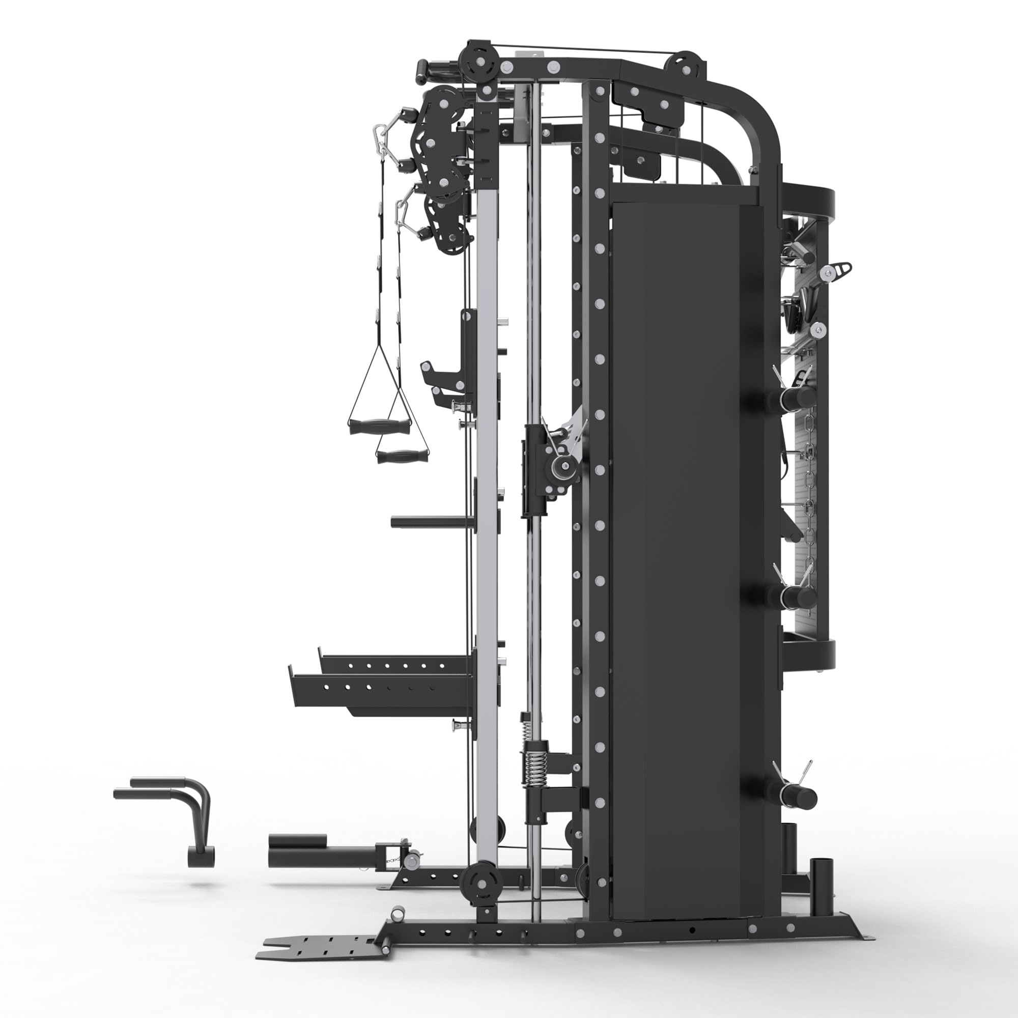 GORILLA SPORTS® Smith Machine - avec Poids Intégrés 2x60 kg, Câbles, Barre Lat, Barre d’Haltérophilie 204 cm et Accessoires, jusqu’à 200 kg - Appareil de Musculation, Power Station, Station de Muscula