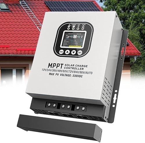 WYBYYDS Auto Voltage MPPT Solar Charge Controller 12V to 96V, Self-Identifying 12V/24V/36V/48V/60V/72V/84V/96V, Solar Controller with LCD for RV Boat Solar Panel 120A