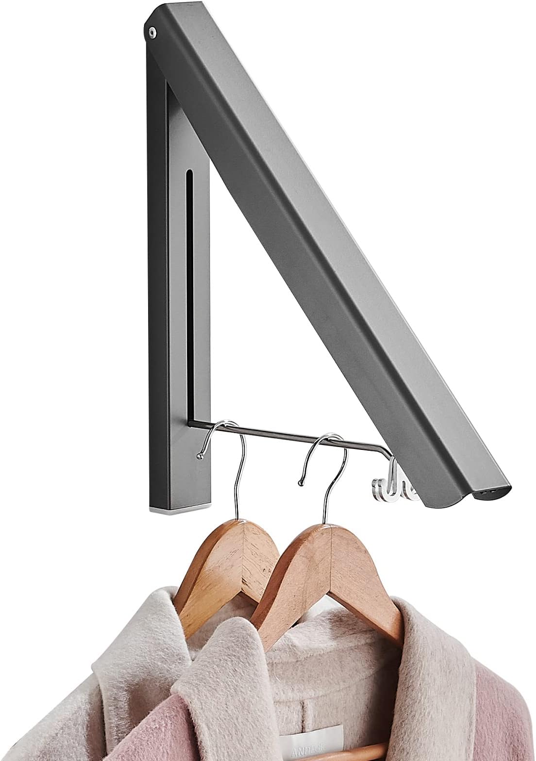 Wall Mounted Clothes Hanger, Clothes Drying Rack Folding Indoor, Retractable Clothes Drying Rack Clothing for Laundry Room Organization, Aluminum (1 Rack, Graphite)