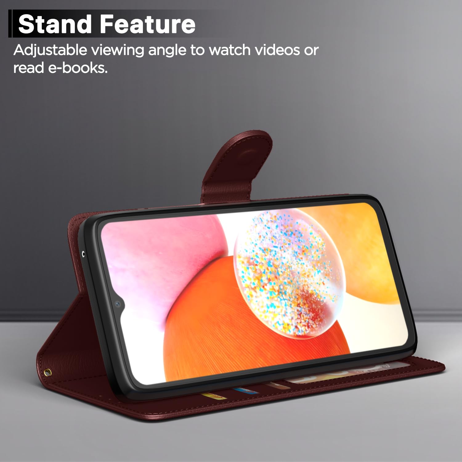 Samsung Galaxy A14 Flip Cover - Leather Wallet Stand -3 Samsung Galaxy A14 Flip Cover - Leather Wallet Stand -3