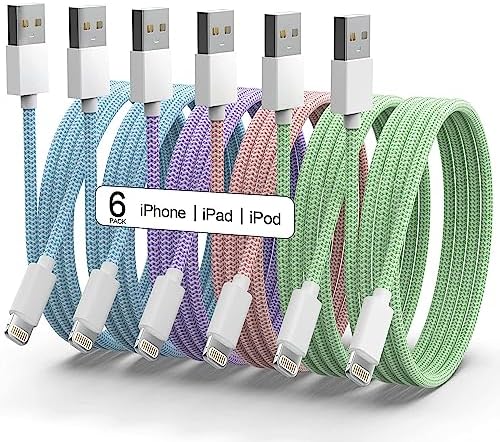 iPhone Charger [Apple MFi Certified] 6Pack 3/3/6/6/6/9 FT Long Lightning Cable Fast USB Charging High Speed Data Cord Compatible iPhone 14 13 12 11 Pro Max XR XS X 8 7 6 Plus SE - Pastel Cute Colors