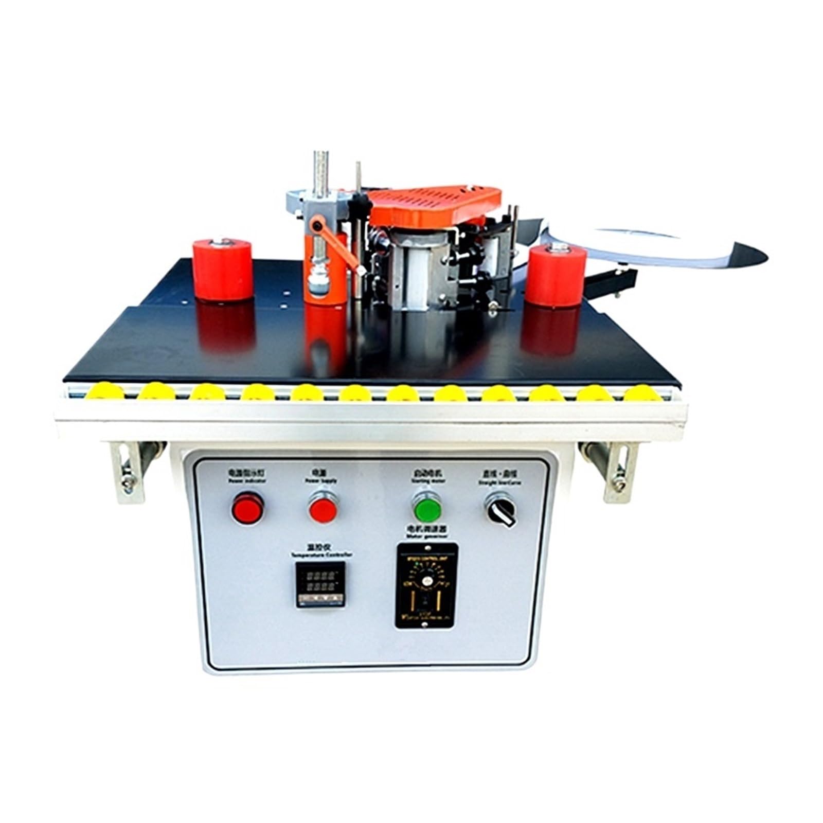 Edge Banding Machine Double Side Gluing Woodwork Bander 1200W 2-6m/min Tools with Tray Cutting Operates Smoothly Performs Well