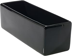 Glossy Black Ceramic Planter - 4 x 12 Inches - Urban Rectangular Pot for Succulents - Modern Planter for Office or Home