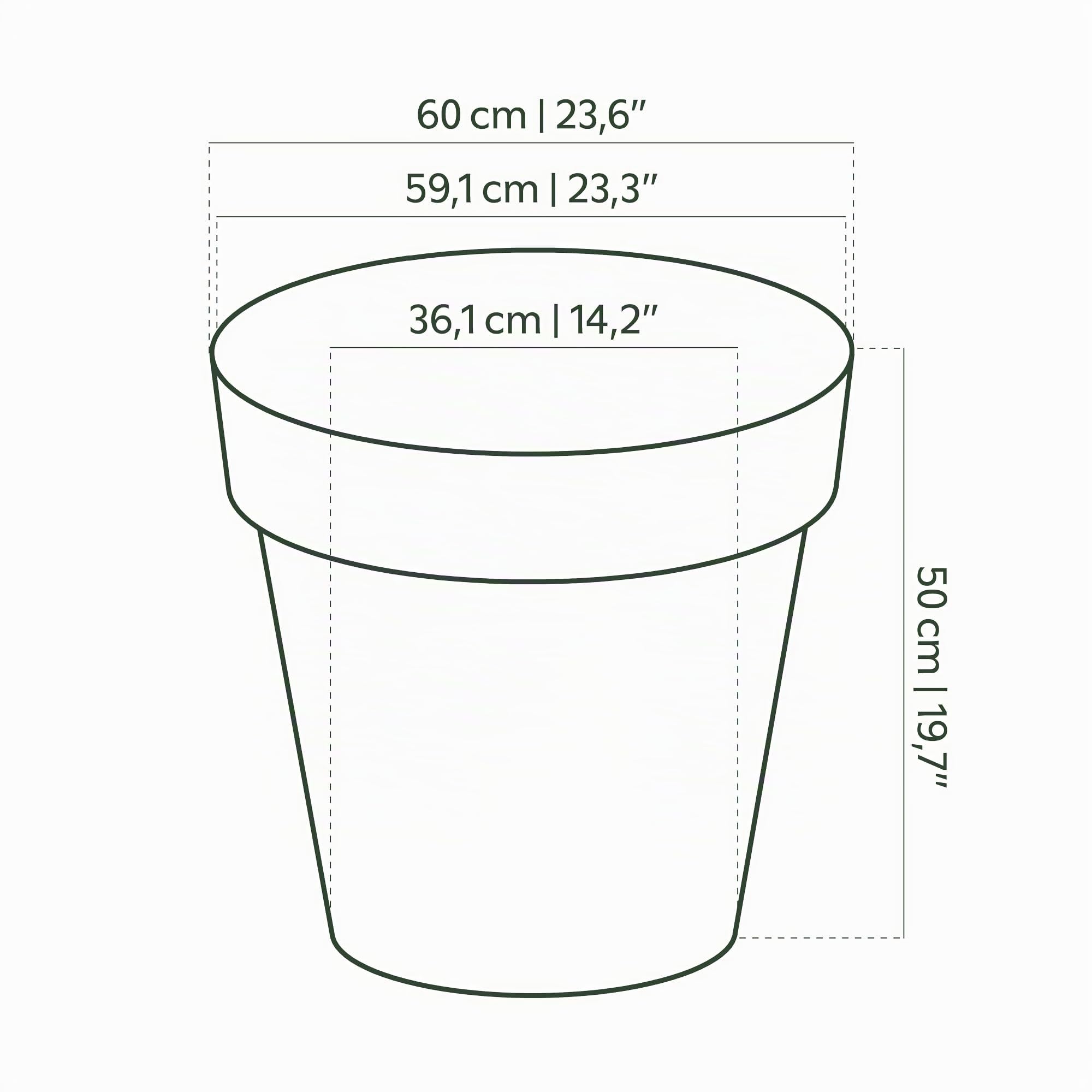 Artevasi Capri Pot, Rond Pot en Plastique, 60cm, Couleur: Anthracite