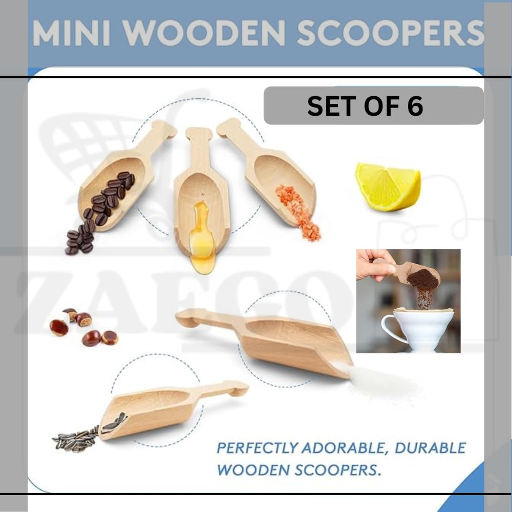 ZAEGO Multi Use Wooden Scoops Spoons Measuring Modern Design Cooking Accessories Use for Home, Salt, Spices, Sugar, Coffee, Tea, Kitchen, Restaurants. - (6 PCS) 4
