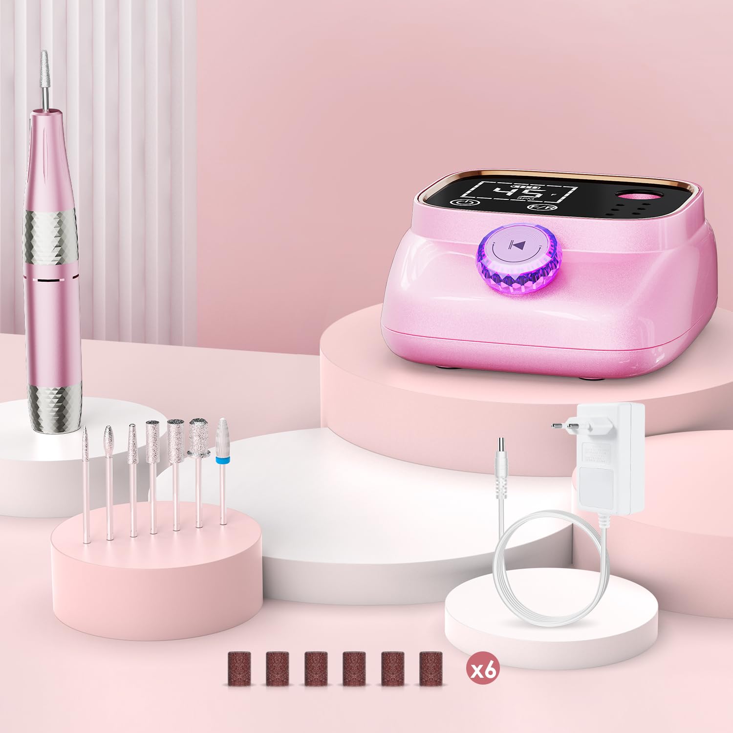 Profesjonalna elektryczna frezarka do paznokci, 45000 obr./min, przenośny pilnik do paznokci, wiertarka do paznokci, pedicure, żel akrylowy, do usuwania paznokci, nadaje się do salonów i