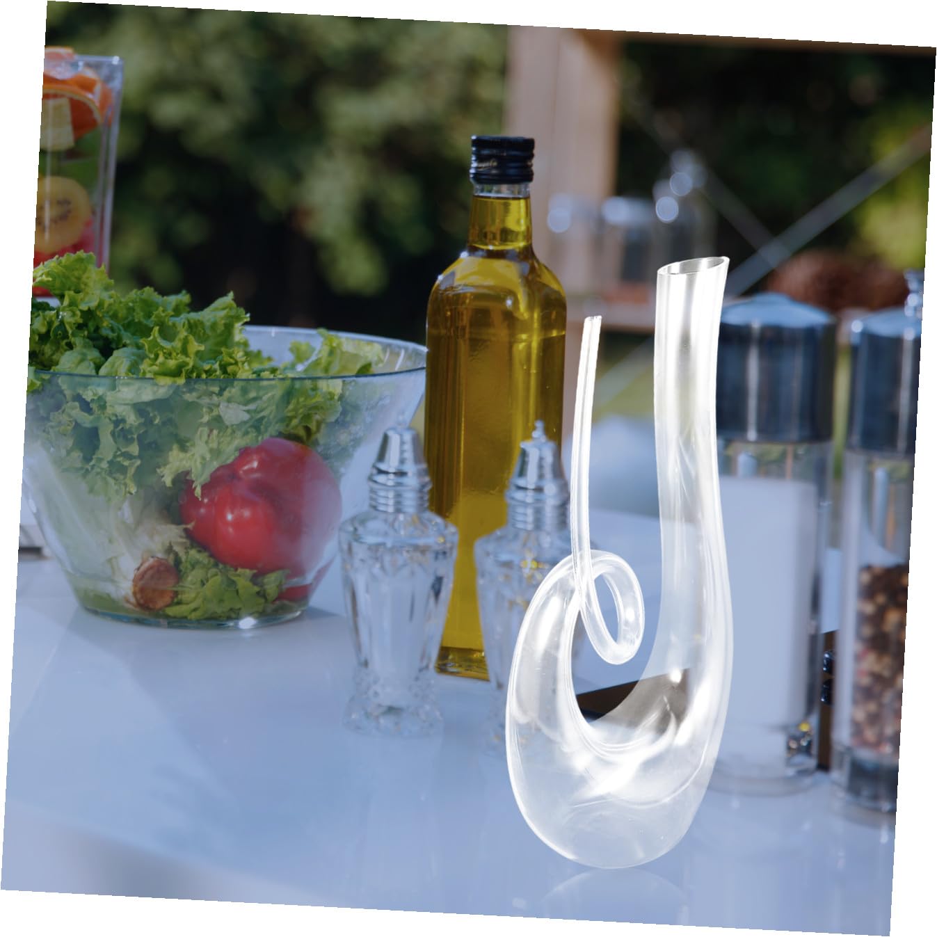 FOMIYES Decanter per Vino in Vetro Trasparente 1300ml Design Fondo Piatto Stabile Aeratore per Vino Rosso da Bar e Casa Caraffa Piccola e Creativa per Servizio e Regalo