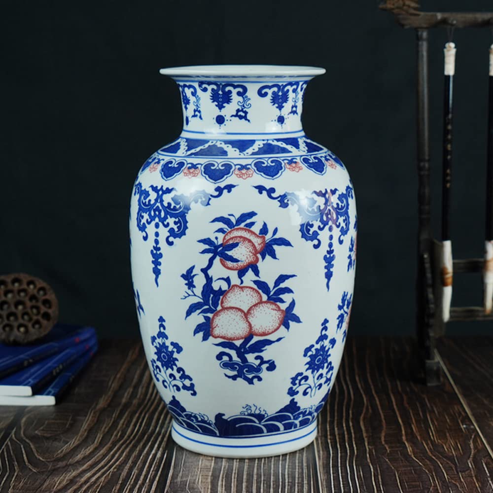 asdchZen Blue And White Vase, Blue Vase, Chinoiserie Vase, Blue And White For Home Decor, Blue And White Porcelain Decor Home Décor Centerpiece,B