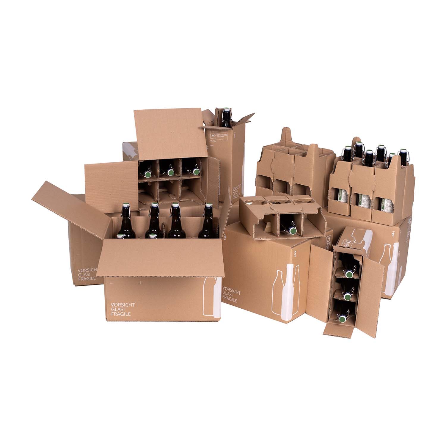 smiley pack Flaschenversandkarton Bier 0,5 Liter für 18 Flaschen inklusive Einlage PTZ zertifiziert für Versand mit DHL DPD Bierflaschen Bierversandkarton Bierkarton Bierverpackung (10)