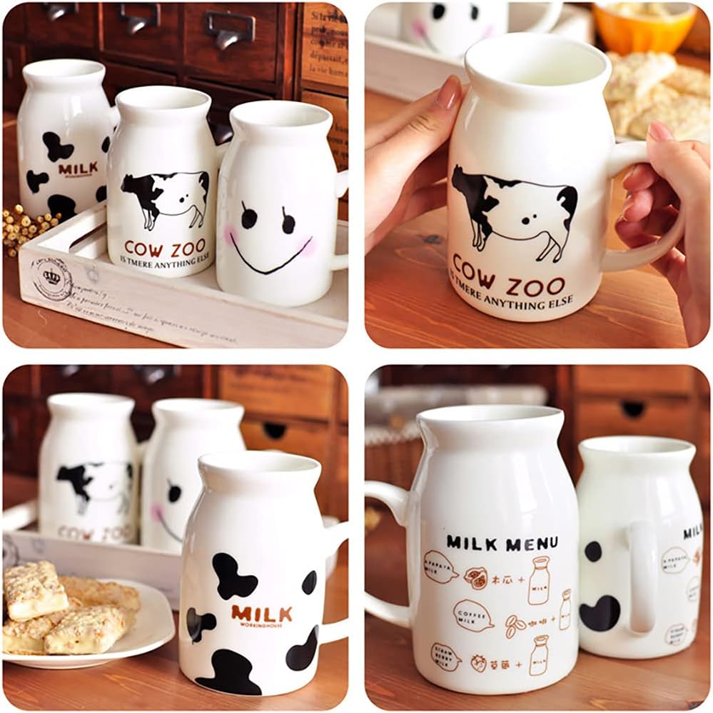 ZaH Milk Bottle Mug Ceramic 8oz Morning Mugs for Home Office School Restaurant Club Party, Milk Cup Novelty Coffee Mug Water Juice Cups, Milk image 2