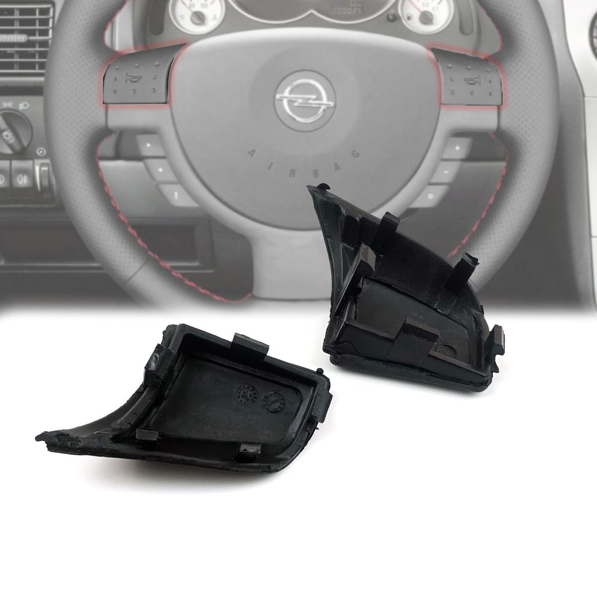 2x Coperture per Pulsanti del Clacson in Gomma per Volante Nero