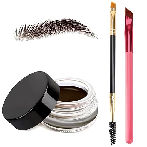 Kit de gel para cejas con 2 cepillos para cejas, alto pigmento, Impermeable, Larga duración, Pomada de cejas para todos los tonos de piel, marrón