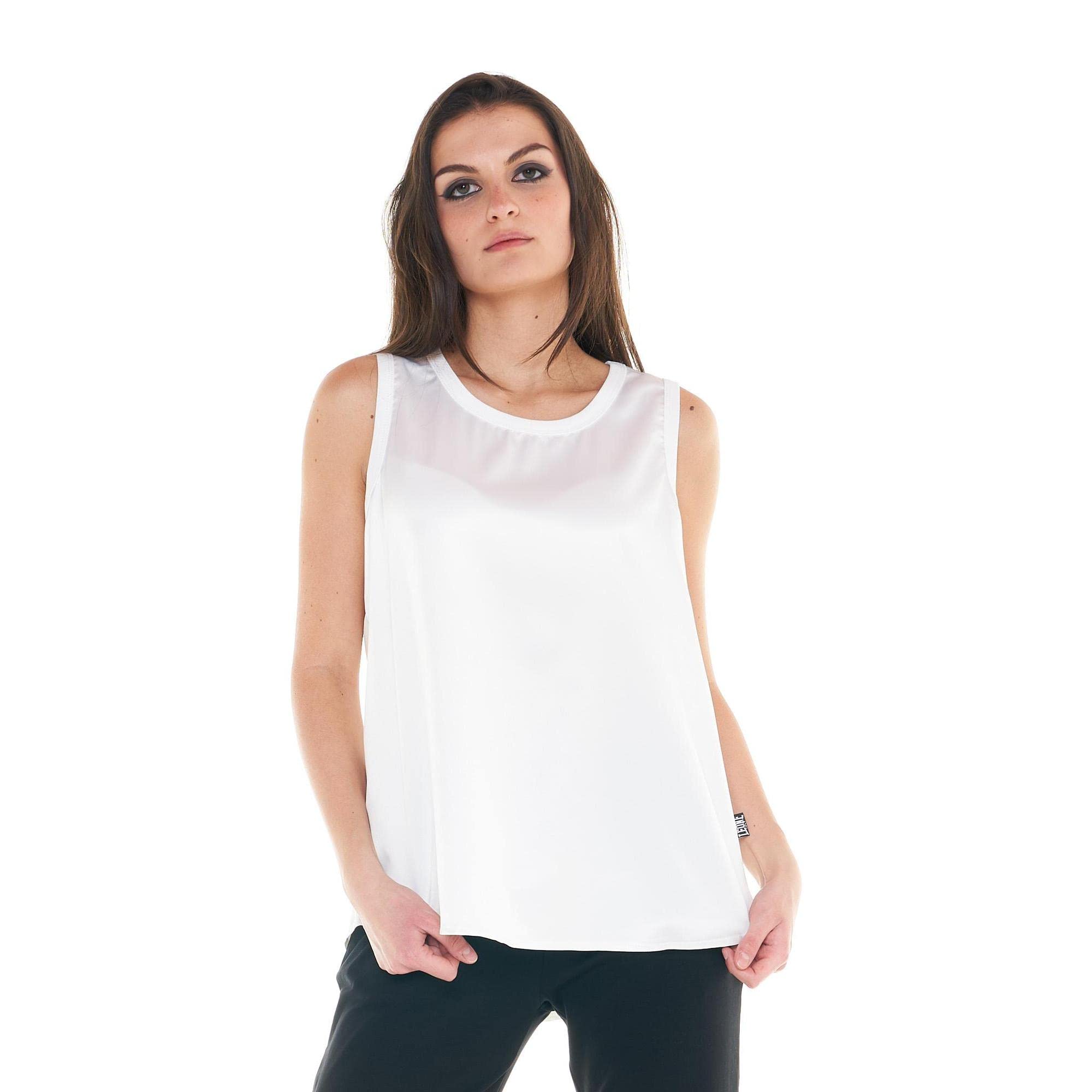 Leone - Canotta Satin da Donna Black And White - Whisper White (166), XL