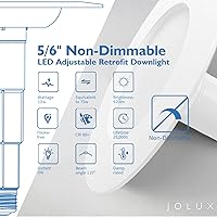 Vista 3 de Jolux Foco LED ajustable de 5/6 pulgadas no regulable, base E26, 12 W = 75 W, 3000 K (blanco cálido), 920 lúmenes, iluminación empotrable