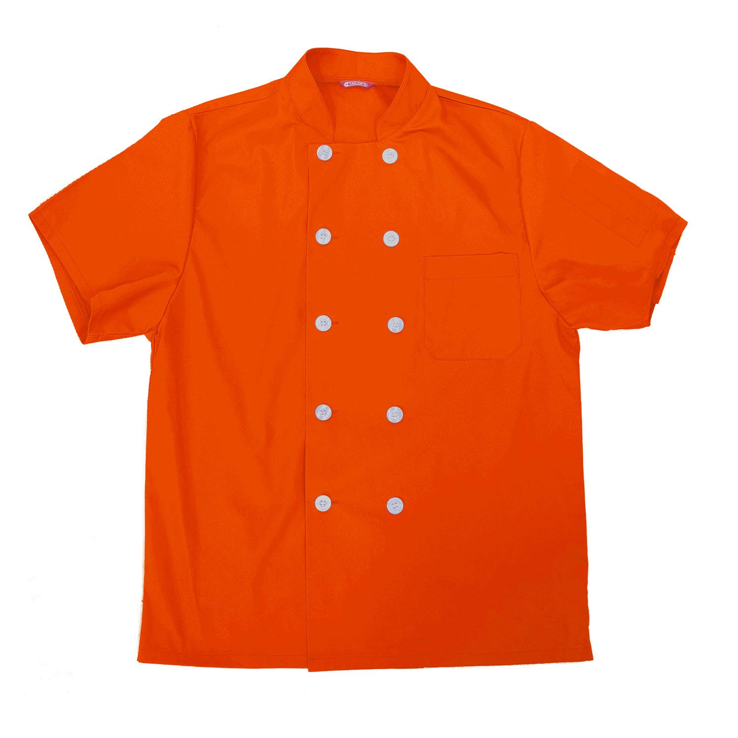 Men's Chef Coat Short Sleeve Chef Shirt Cook Coat Barista Baker Uniform Restaurant Clothes Barista Shirt Orange