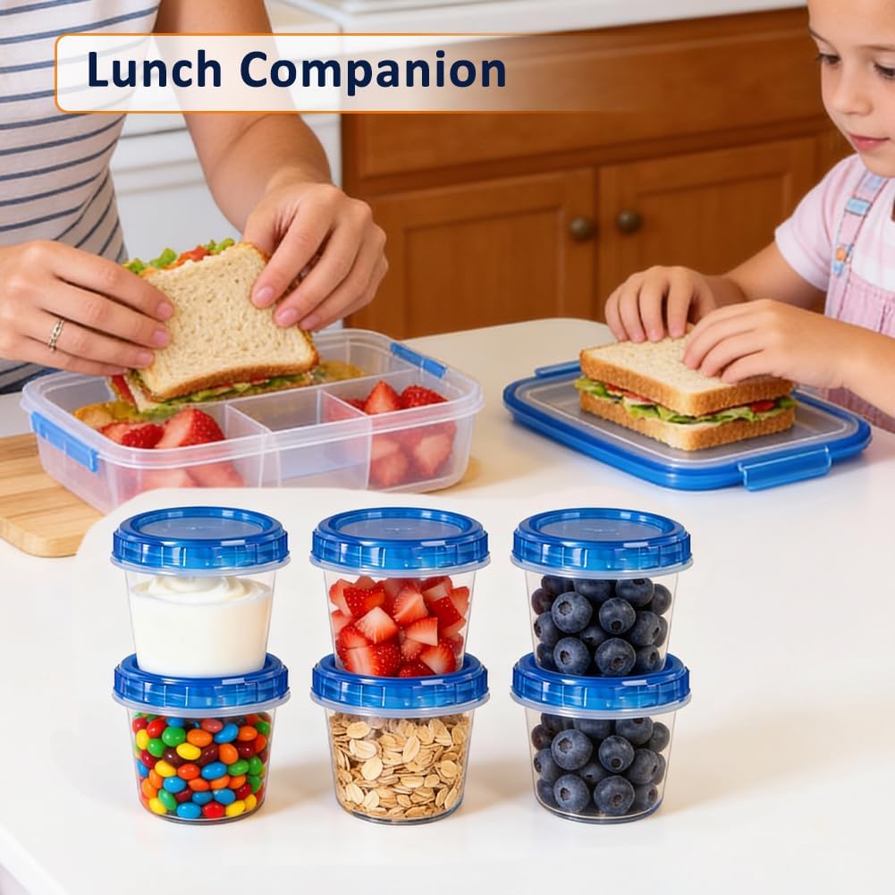 18 Pack Reusable Freezer Storage Containers with Twist Top Lids Airtight(34oz/17oz/4oz), Plastic Food Storage Containers with Lids for Meal Prep Soup Snack Fruit, Soup Container Freezer Microwave Safe - Image 9