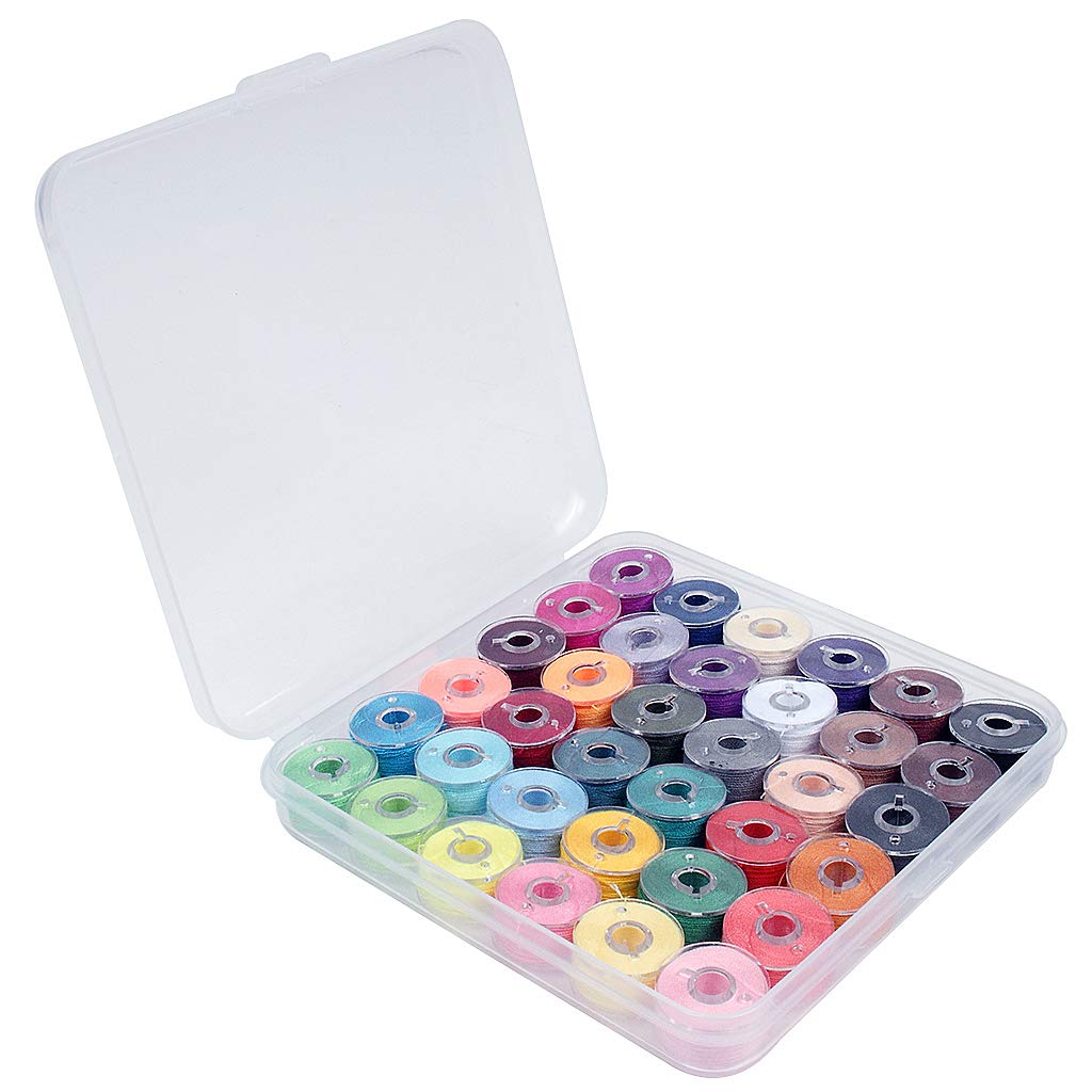 Sewing Machine Bobbin Threads, 36PCS Pre-Wound Bobbins Set Assorted Colors Bobbin Threads for Sewing Machine