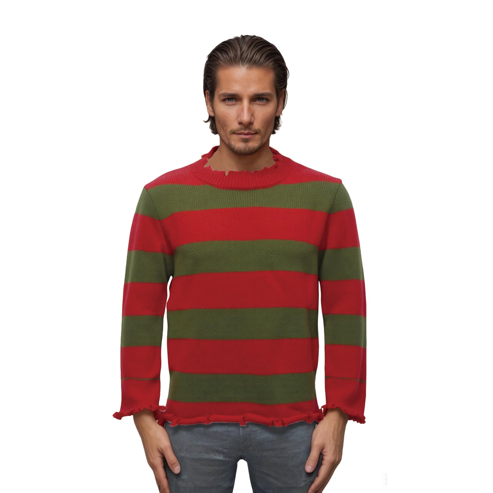 Men's Freddy Sweater Halloween Knit Striped Pullover Cosplay Costume