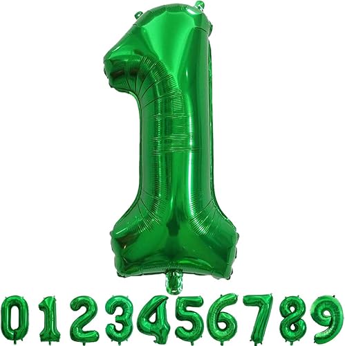 Globos enormes de 40 pulgadas de color verde oscuro con números 1 decoraciones para fiestas de cumpleaños papel de aluminio de helio Mylar digital