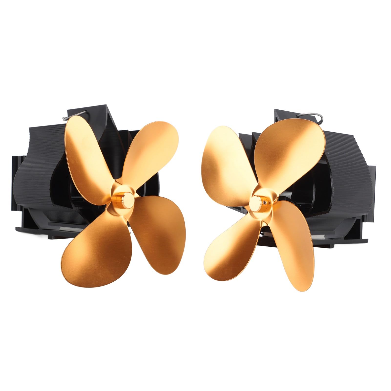 Ventilatore da parete per camino, 4 pale, alimentato a calore, per stufe a legna e camini. (Oro)
