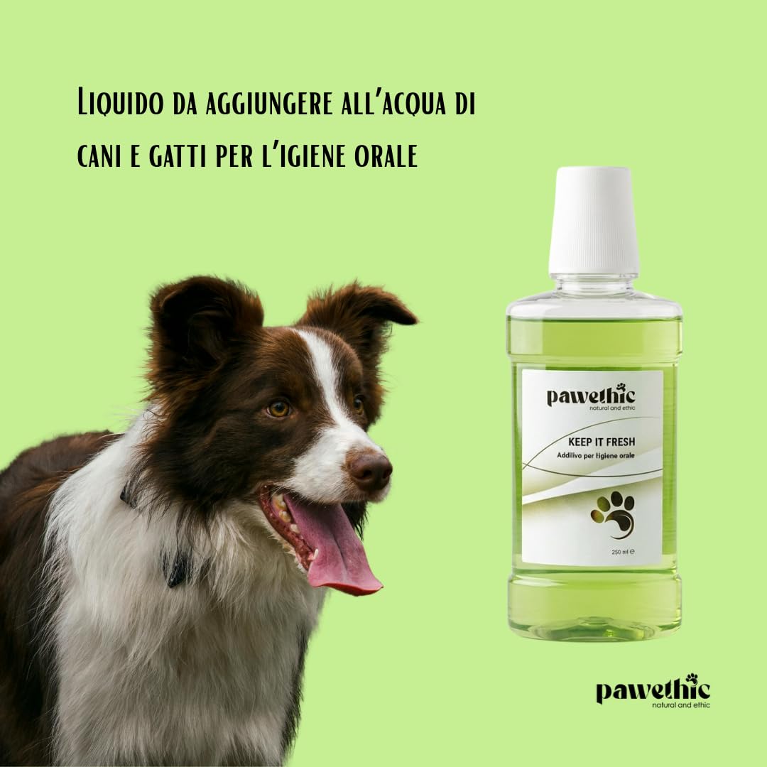 Pawethic Keep it fresh additivo per l'acqua per una corretta igiene orale negli animali- scioglie placca e tartaro - 250ml