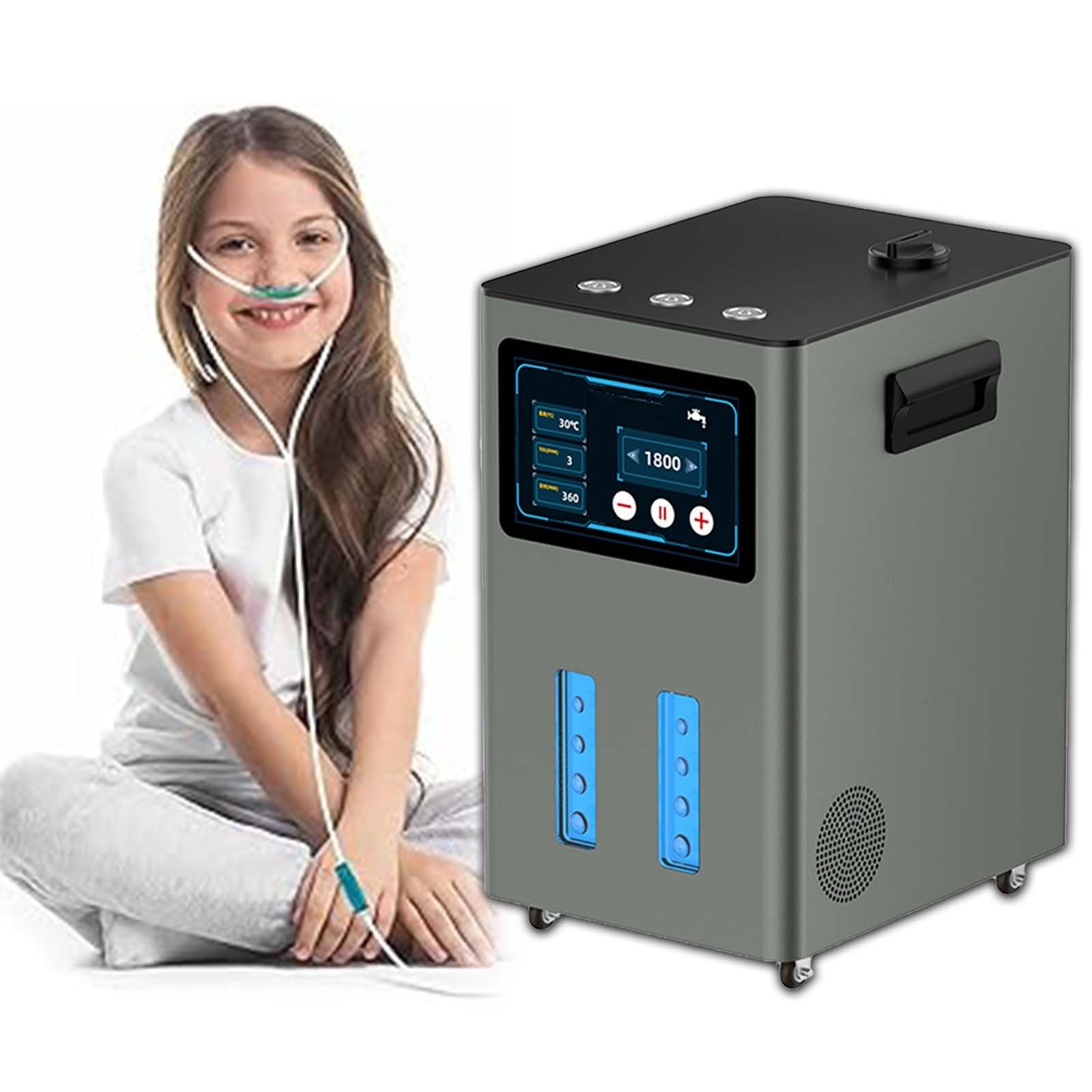 Inhalator Wodorowy, Generator H2 O Wysokiej Czystości 99,99%, 7-Stopniowa Separacja Gazu Od Wody, Timer 0,5–6 Godz, Maks 4200 Ml/Min, Inteligentne Sterowanie Dotykowe, Do Biura(Gunmetal,900ml)