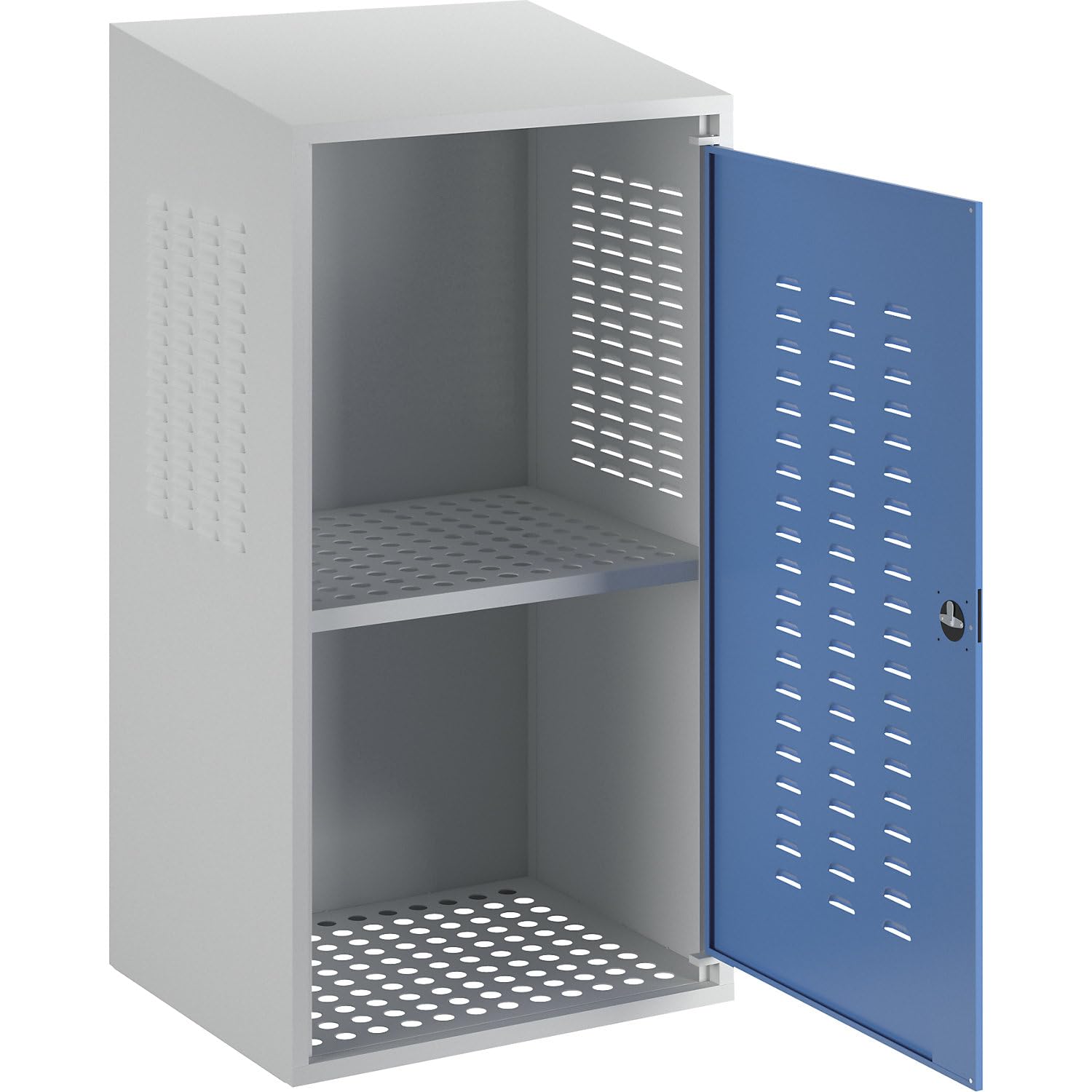 EUROKRAFT pro | Armadio per bombole | 1 anta, altezza posteriore 1600 mm, anteriore 1500 mm