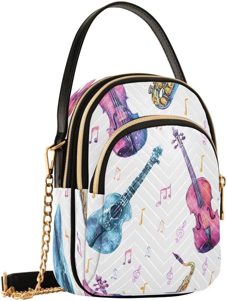 ALAZA Colorful Music Notes Instrument Crossbody Bag Small Shoulder Handbags Leather Purse for Women image 2