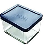 4.75-Cup Rectangular Food Storage Containers with Blue Plastic Lids, Set of 4