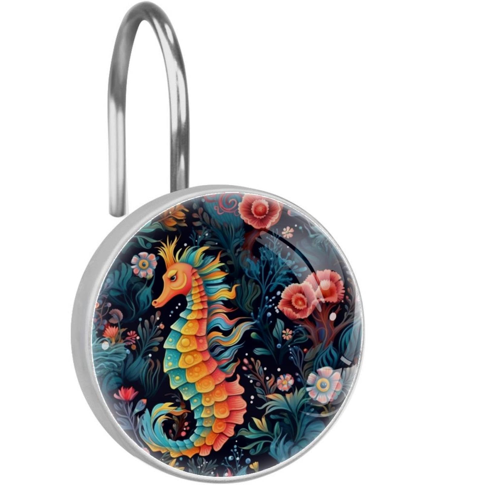 Crochets rideau de douche hippocampe bleu sarcelle pour remplacer anneaux cassés
