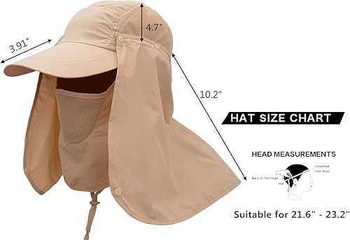 Miniatura 6 de Gorras unisex con protección UV para el cuello y la cara extraíbles, para verano, pesca, ciclismo, senderismo