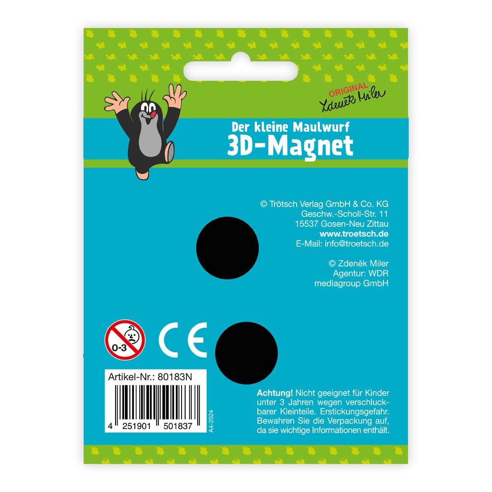 Trötsch Der kleine Maulwurf 3D-Magnet Motorrad: Magnet für Kühlschrank Whiteboards oder Büroschränke