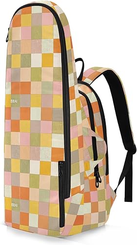 Miniatura 2 de Mochila de tenis para adultos, grande, resistente, a cuadros, color naranja, rojo, beige, 3 raquetas, cubierta de raqueta de bádminton para mujeres
