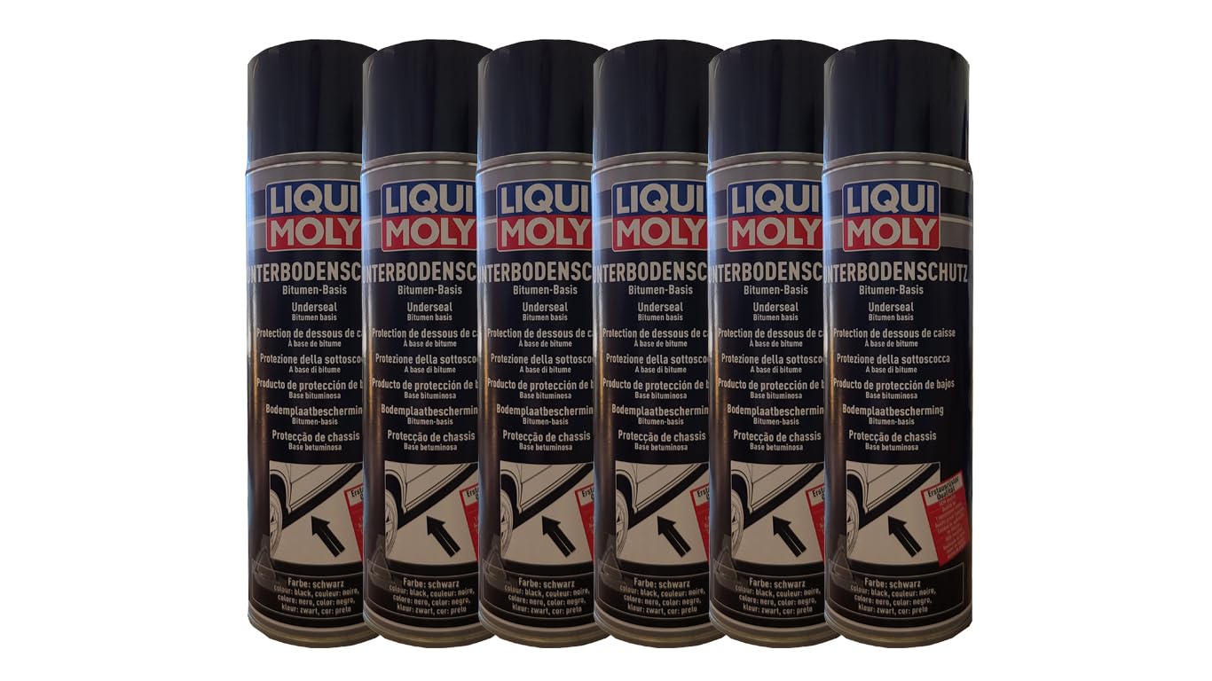 6X LIQUI Moly 6111 Unterbodenschutz Bitumen schwarz Spray Unterboden-Schutz 500m