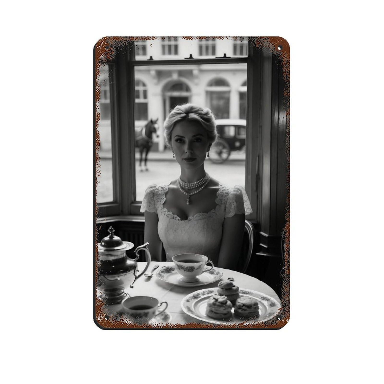 Vintage Victorian Lady,Elegant Lady Artwork Tin Sign Vintage Metal Pub Club Cafe Bar Home Wall Art Decoration Poster Retro 8x12inch(20x30cm)