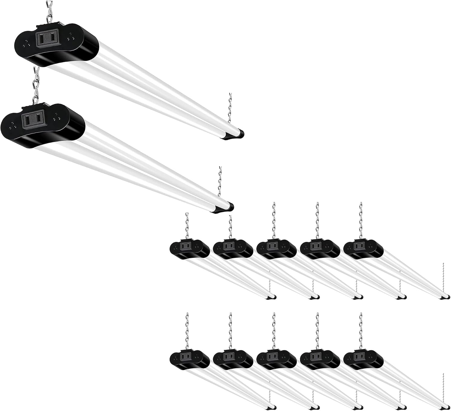 hykolity 5000K LED Shop Light Linkable, Daylight LED Ceiling Lights for Garages, Workshops, Basements, Hanging or FlushMount, Included Power Cord and Pull Chain,ETL