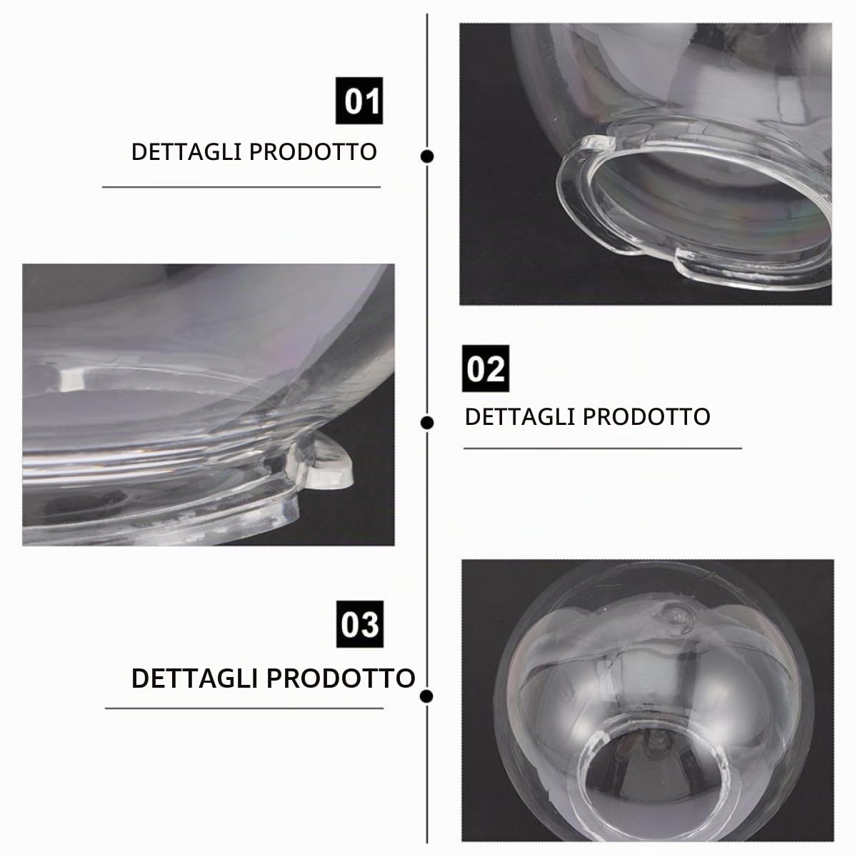 Paralume Esterno a Sfera per Lampione Giardino, Copri Lampada di Ricambio in Plastico, Protezione per Lampadine, per Cortili e Piazze